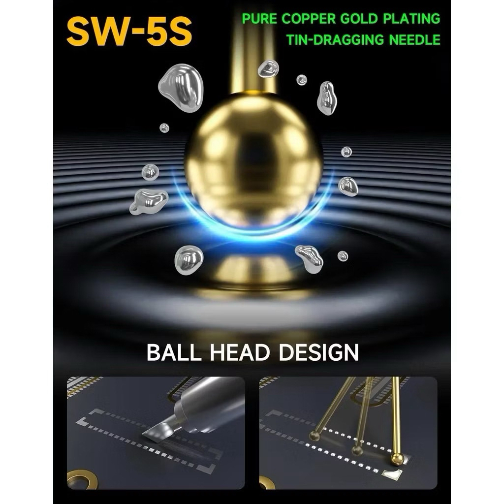 MECHANIC SW-5S Gold Plated FPC Connector Reballing Solder สําหรับโทรศัพท์เมนบอร์ด BGA CPU ชิปบัดกรีซ่อมดูดดีบุกเครื่อง