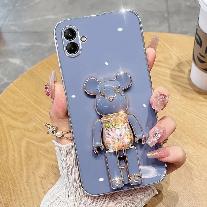 เคสโทรศัพท์ สำหรับ Samsung A07 A08 A06 4G 5G A05 A04 A03 ลายการ์ตูน น้องหมี ตั้งได้ หมุนได้ หรูหรา กันกระแทก แบบนิ่ม