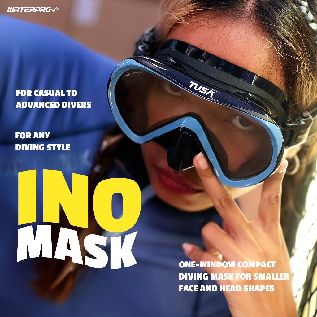 หน้ากากดำน้ำเลนส์เดี่ยว – M1011 INO & M1011S INO PRO แบรนด์ TUSA – Low Volume สำหรับคนใบหน้าเล็ก