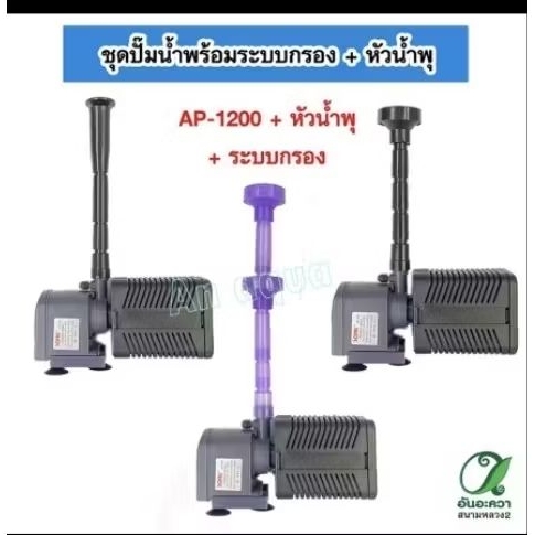 น้ำพุ ปั๊มน้ำ Sonic AP-1600 พร้อมหัวน้ำพุ+ระบบกรอง