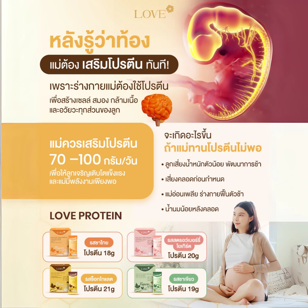 Love Plant Based Protein เลิฟ โปรตีนพืช สูตรแพทย์ โปรตีนบำรุงคุณแม่ ก่อนท้อง ตั้งครรภ์ และหลังคลอด thumbnail 4
