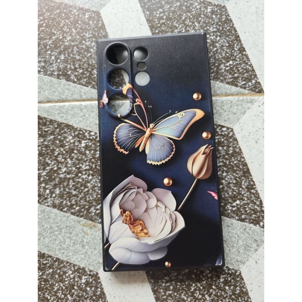 เคส S 24 Ultra มือสอง ลายผีเสื้อ สีน้ำเงินลายดอกไม้เคสโทรศัพท์มือสองสภาพดี สินค้าพร้อมส่ง