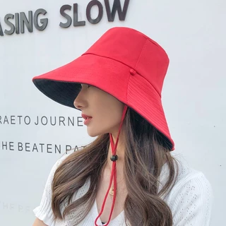 [W0074] หมวกบักเก็ตทูโทน ใส่ได้ 2 ด้าน ถอดสายได้ ทรงสวย ผ้าหนา Bucket hat หมวกกันแดด แฟชั่นผู้หญิง