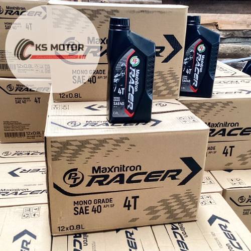 ยกลัง 12 ขวด น้ำมันเครื่อง PT Maxnitron RACER 4T SAE40 ขนาด 0.8 ลิตร สำหรับรถมอเตอร์ไชด์ 4 จังหวะ