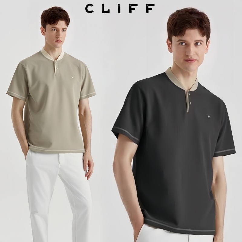CLIFF ผู้ชาย เสื้อโปโล คอตั้ง แขนสั้น รุ่นต่อ ใส่สบาย ลำลอง เสื้อแฟชั่น ความรู้สึกของการออกแบบ