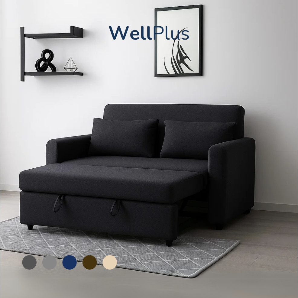 WellPlus โซฟาผ้าเบด 2 ที่นั่ง รุ่น Virginia หุ้มด้วยผ้าแคนวาสคุณภาพดี เนื้อผ้าระบายอากาศได้ดี สามารถดึงนอนได้