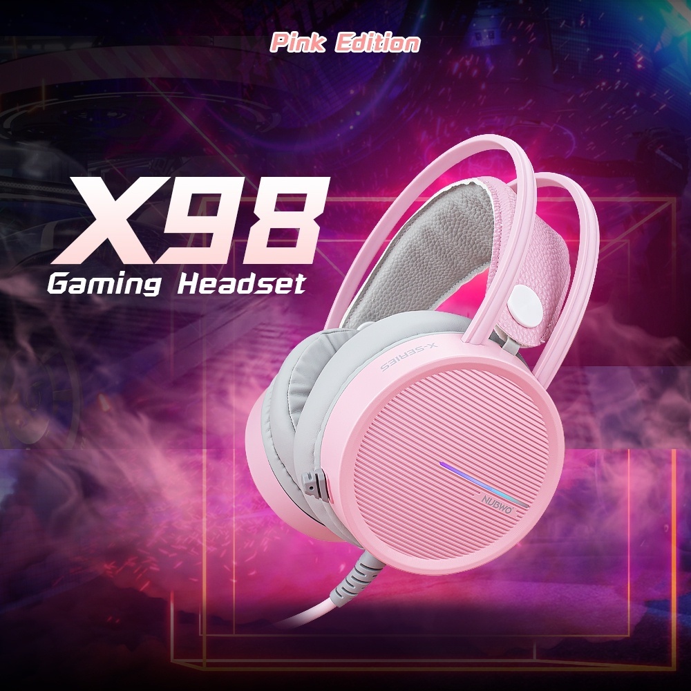 หูฟังเกมมิ่ง Nubwo X98 ,X98 Pink Edition Headset 7.1 Virtual Surround Sound USB nubwo X98,X99