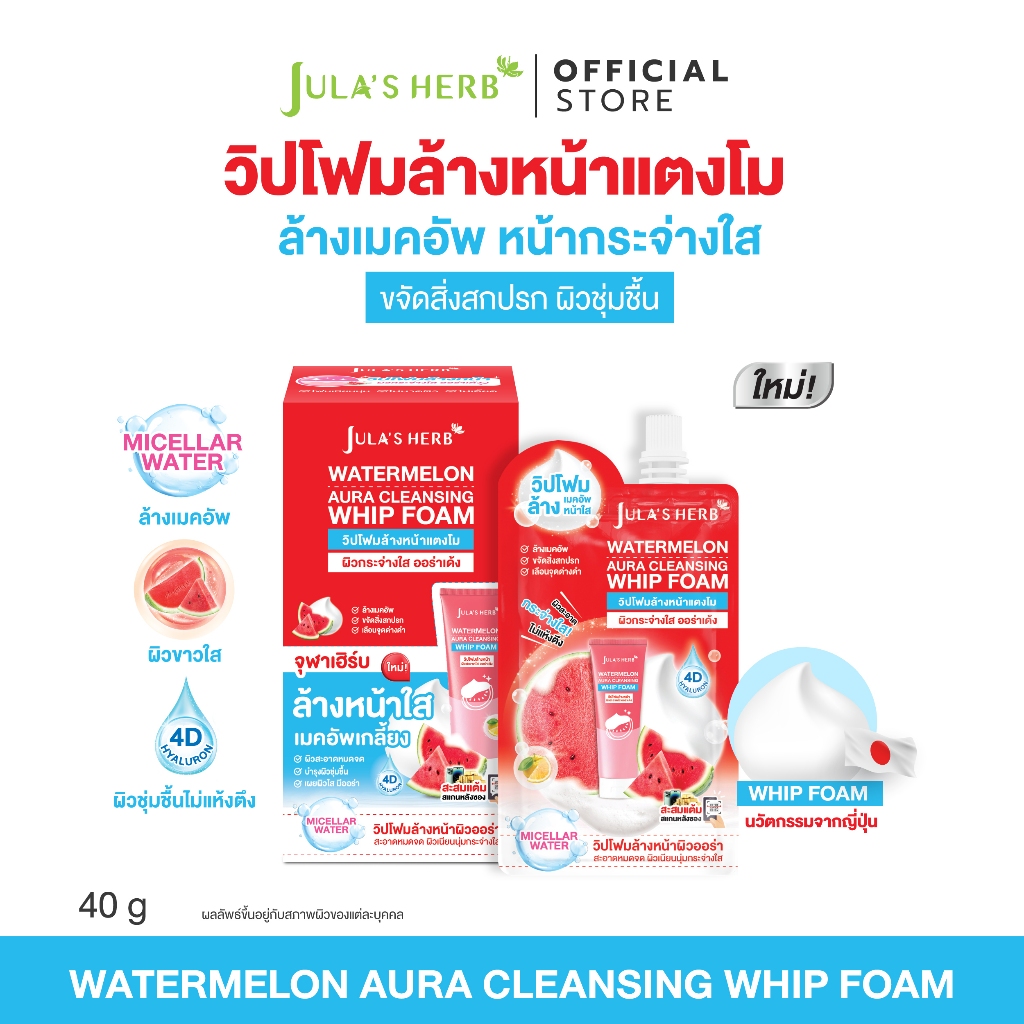 วิปโฟมล้างหน้าแตงโม (1กล่อง 6 ซอง) จุฬาเฮิร์บ
