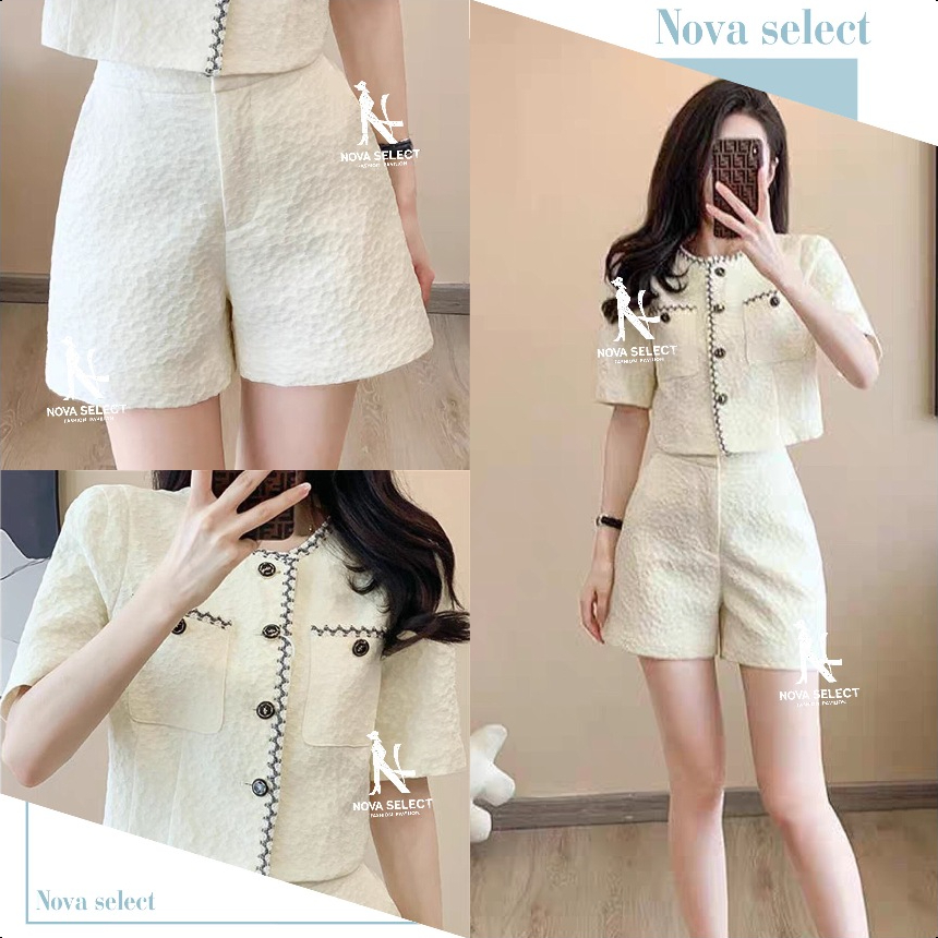 พร้อมส่ง ชุดเซ็ท  ผ้าสปัน ลวดลายดอกไม้น่ารักๆ  กระเป๋า สองข้าง ใช้งานได้ กระดุมแต่งลายดอกกุหลาบ ใส่สบาย สำหรับผู้หญิงสไต
