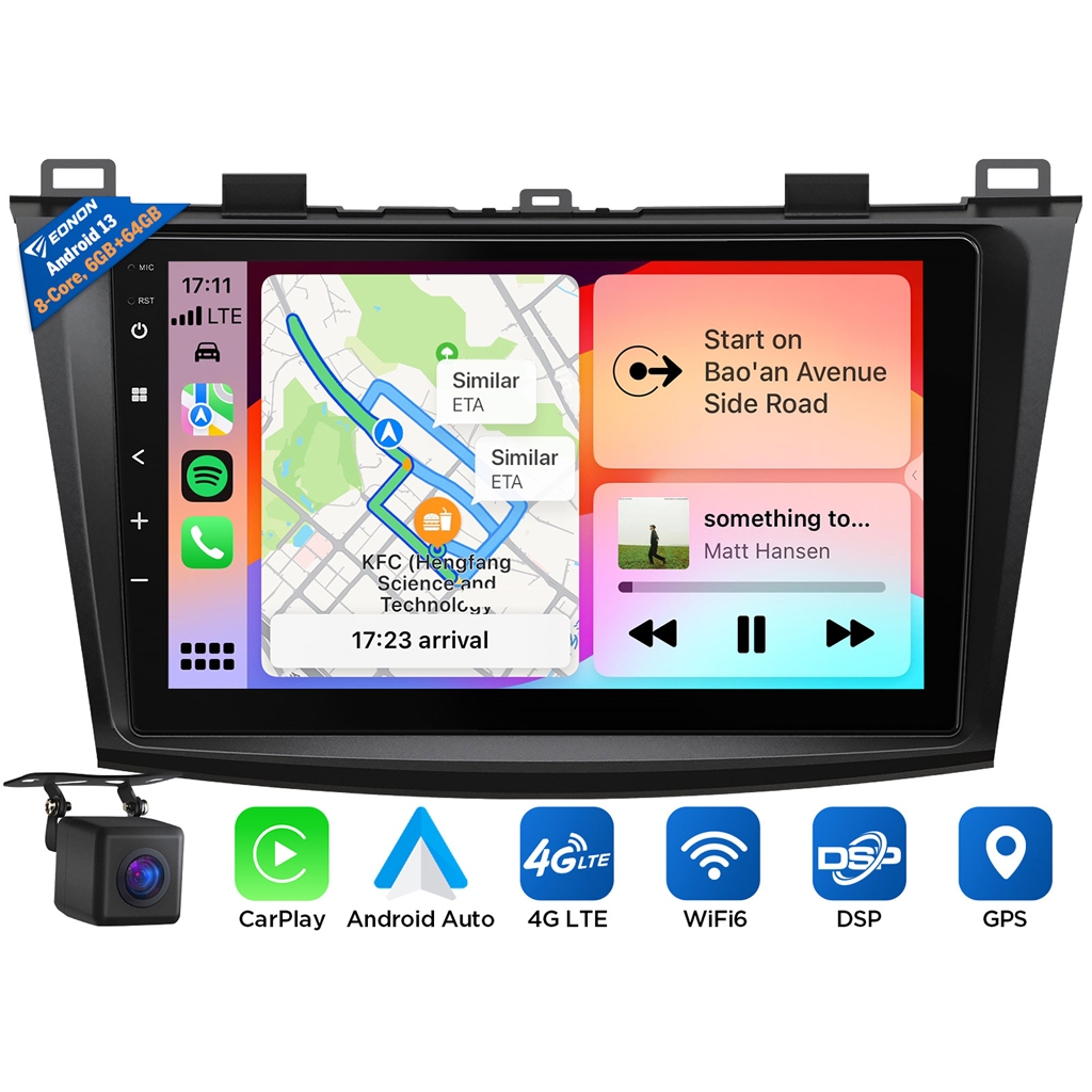 Eonon จอ android รถยนต์ Mazda 3 Android 13 พร้อม Apple CarPlay และ Android Auto QLED DSP M3BLX6S