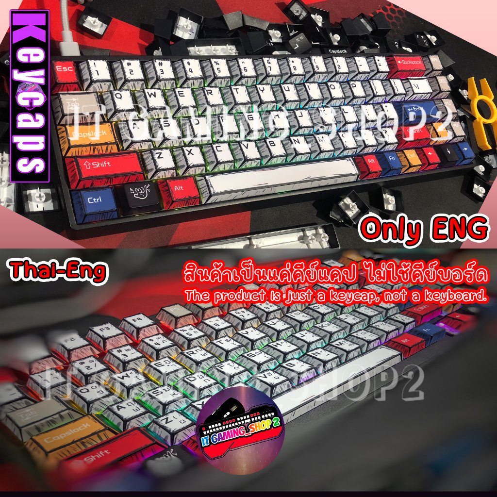 Keycaps COMICS (*ไม่ใช่คีย์บอร์ด) 130 Keys PBT Cherry Profile สำหรับ Mechanical Keyboard มี ภาษาอังกฤษ/ไทยและ Only ENG รูปที่ 2