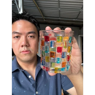 แก้วน้ำขนาด 7.9x9cm จุ260ml ลายสานสีรุ้ง ออกใบกำกับภาษีได้ รหัสkornzit62625_1