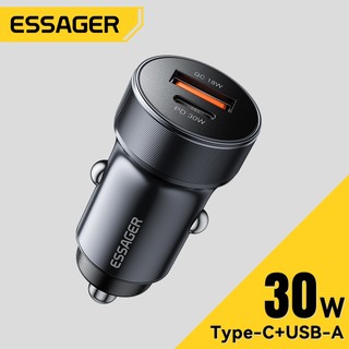 Essager เครื่องชาร์จในรถยนต์แบบชาร์จเร็ว USB Type C 30W สำหรับอะแดปเตอร์โทรศัพท์ 12/24V สากล
