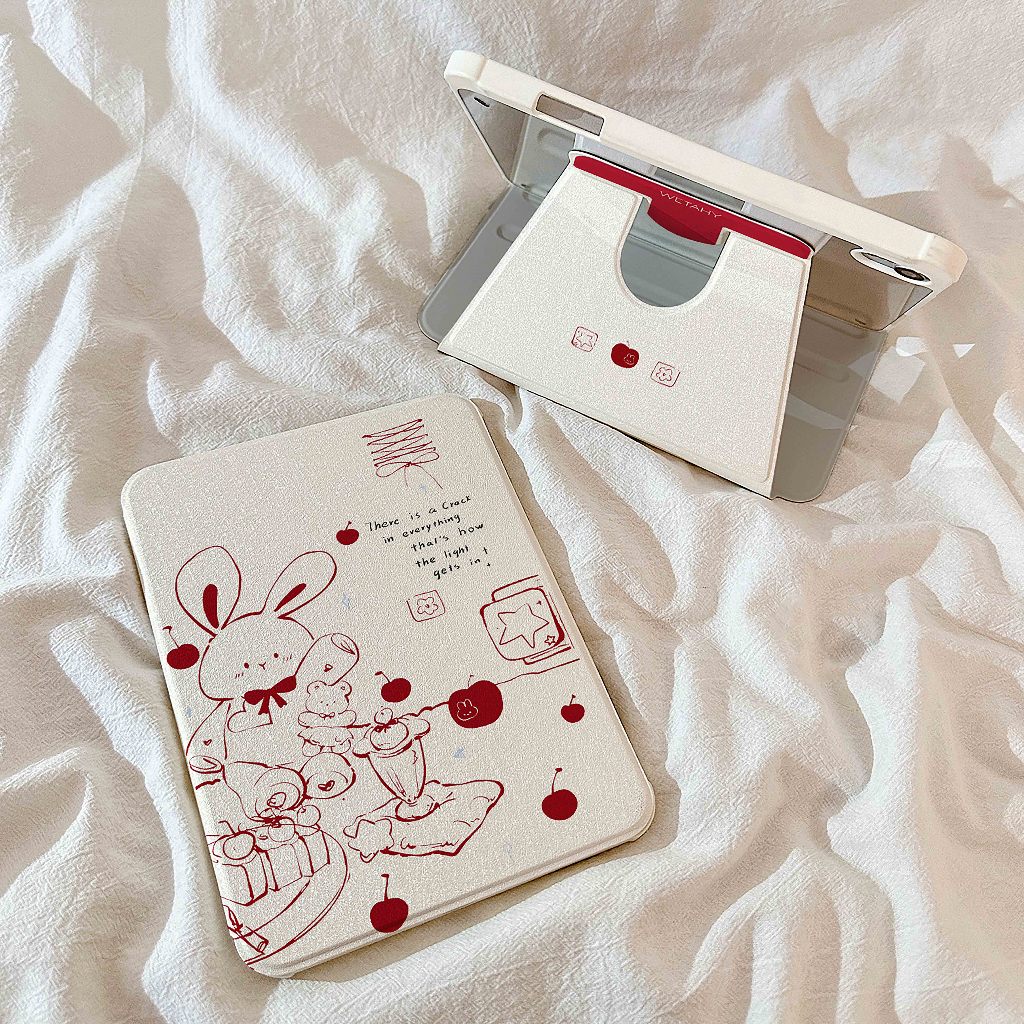 💥พร้อมส่ง💥เคส iPad Air7 Air6 11/13 Gen11 ที่ใส่ปากกา กระต่ายเชอร์รี่ เคสiPadหมุน 360°Gen10 Air5 Gen9
