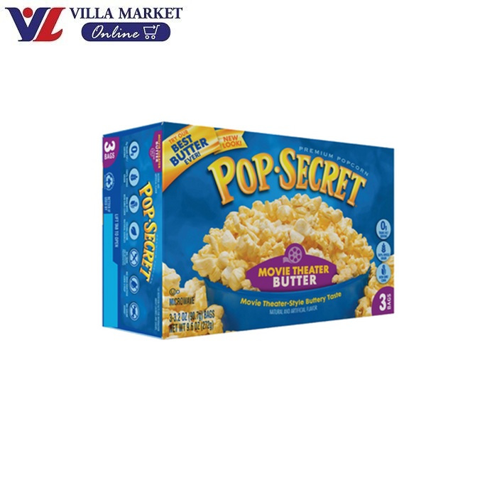 Pop Secret Movie Theater Butter Popcorn 272g ในกล่องมี 3ซอง