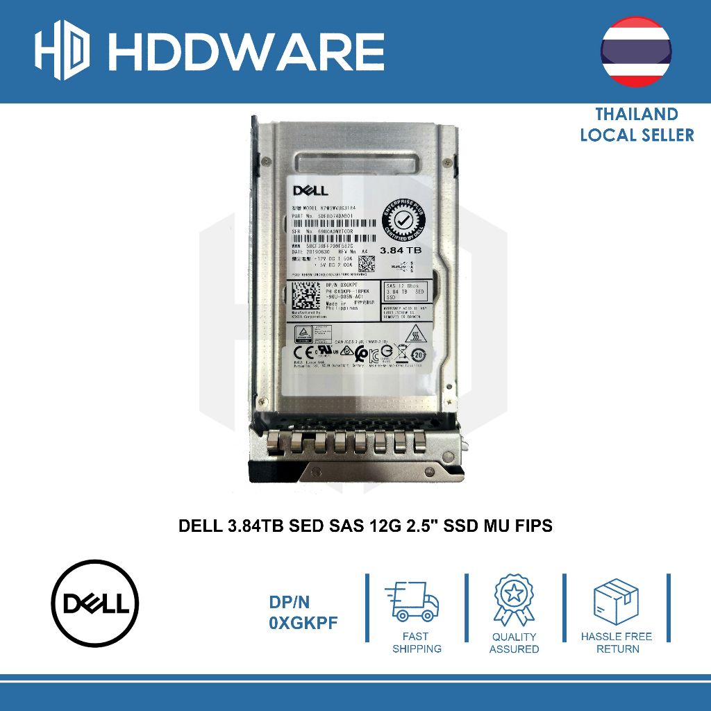 DELL 3.84TB SED SAS 12G 2.5" SSD MU FIPS // XGKPF // SDFD74DAB01 // KPM5WVUG3T84