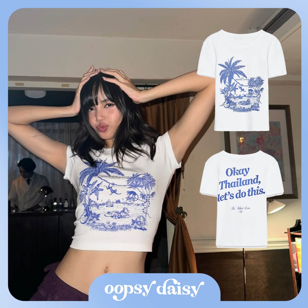 BLACKPINK LISA Zara The White Lotus Thailand T-Shirt เสื้อยืดแบบลิซ่า 🇹🇭 baby tee พร้อมส่งในไทย