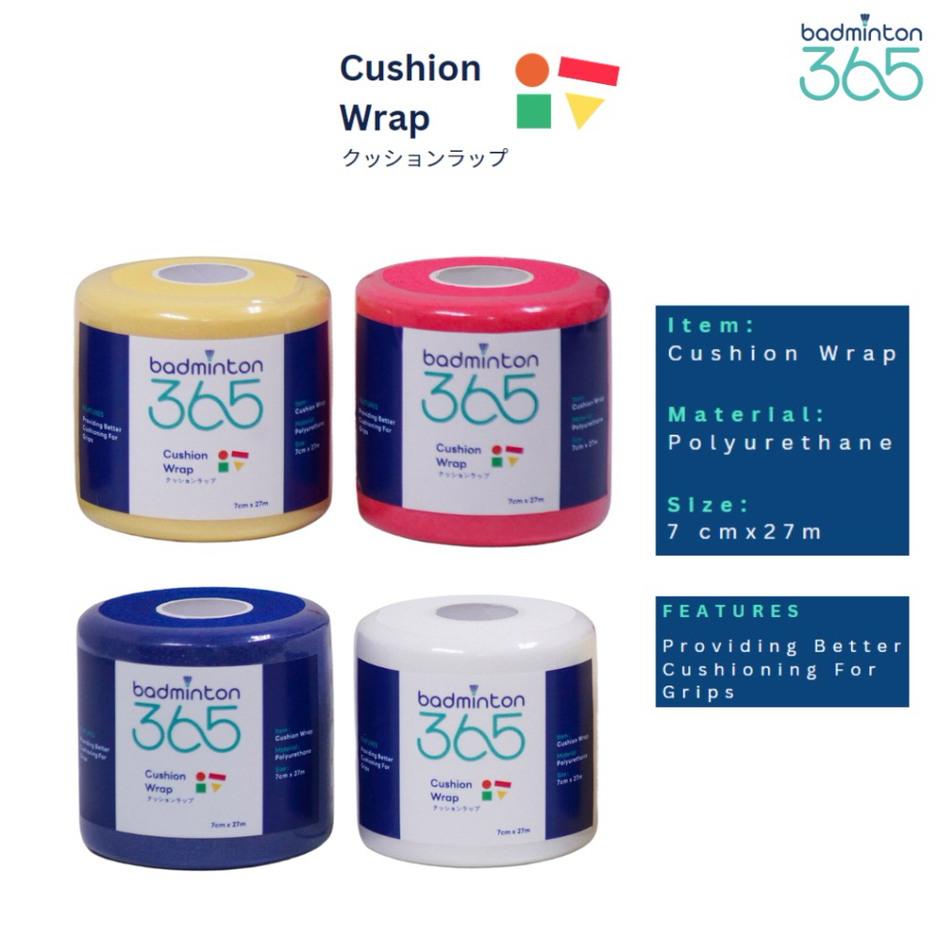 Badminton365 คูชั่นพันด้ามไม้แบดมินตัน 𝗖𝘂𝘀𝗵𝗶𝗼𝗻 𝗪𝗿𝗮𝗽 คูชั่นรองกริปลดแรงกระแทก เพิ่มความกระชับ นุ่มมือ