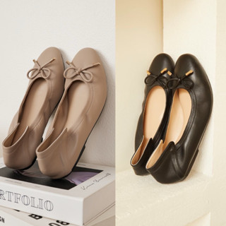 hideko signature - cream and black (soft flats ballerinas)
