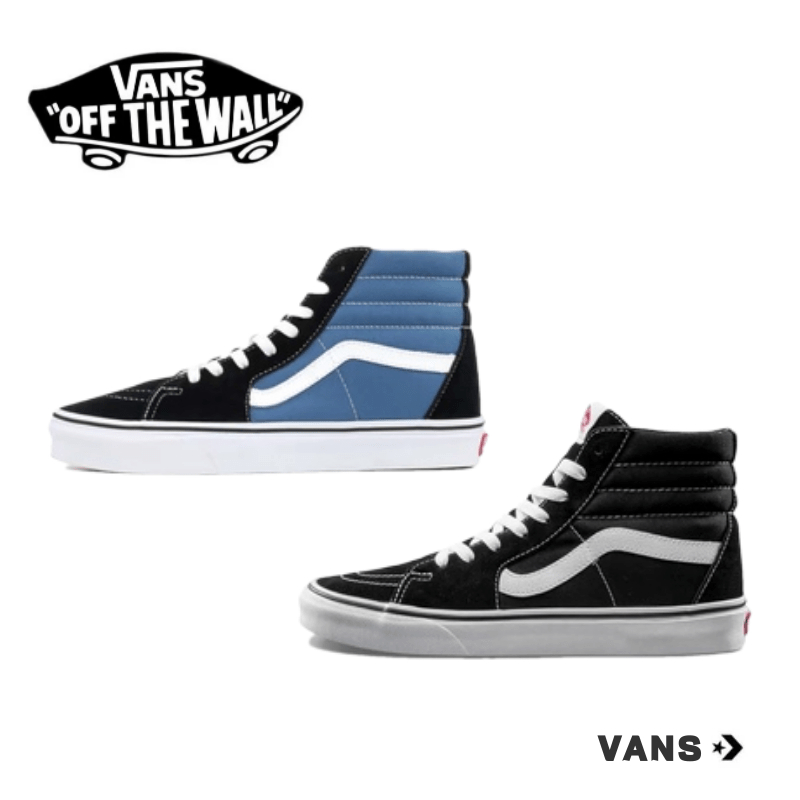 【โปรโมชั่น】✨🎉VANS SK8 (Hi) รองเท้า ผ้าใบ VANS ชาย หญิง BLACK/BLUEการจัดส่งที่รวดเร็ว
