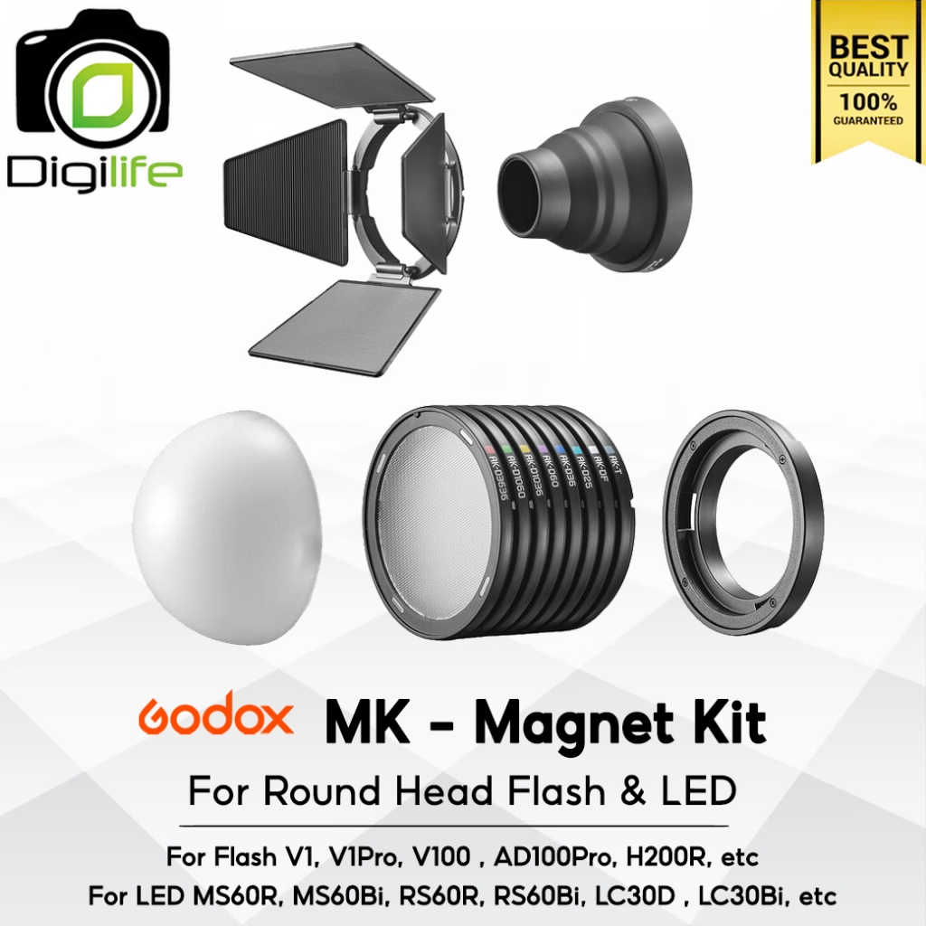 Godox MK Magnet Kit ( 5in1 ) For Round Head Flash & LED ( V1, V1Pro, V100, AD100Pro, MS60R, MS60Bi ,