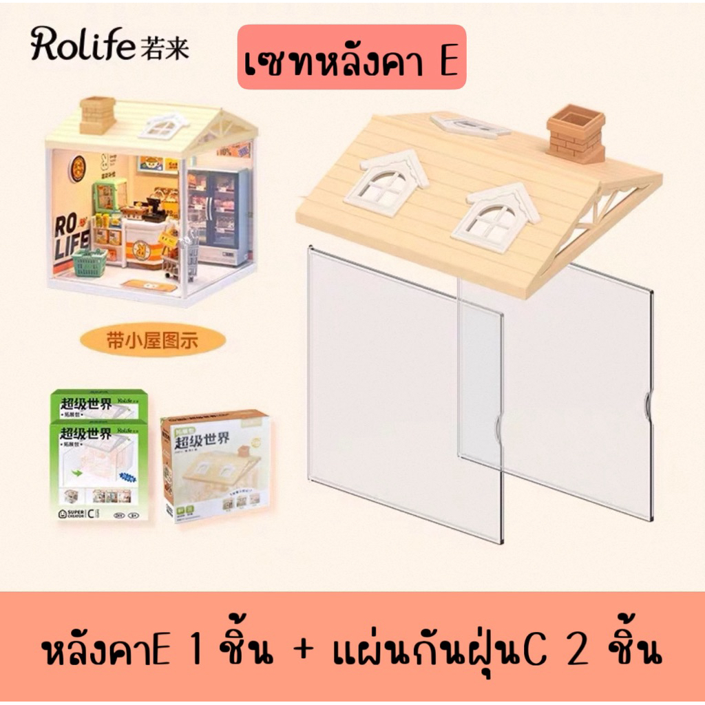 [พร้อมส่ง] Roof & Door หลังคา แผ่นกันฝุ่น ระเบียง ใช้กับบ้านจิ๋ว Rolife Super Store