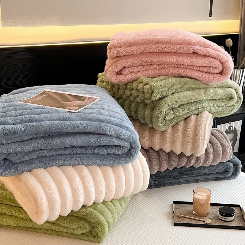 Annjoli shop ผ้าห่มขนกระต่าย นุ่มฟู ห่มสบาย เครื่องนอน โซฟา บนรถ ตกแต่งบ้าน 4 ฟุต 5 ฟุต 6 ฟุต