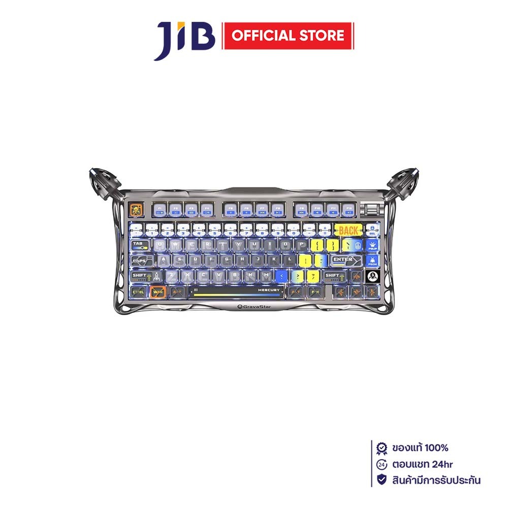 WIRELESS KEYBOARD (คีย์บอร์ดไร้สาย) GRAVASTAR MERCURY K1 PRO - INTERSTELLA SILVER KAILH SPEEDY MINT 