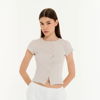 Withit ribbed short sleeves top W embriodery เสื้อยืดแขนสั้น - TPW04390