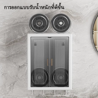 [COD]ตู้เก็บของติดผนัง,ตู้สำหรับห้องน้ำและห้องครัว มีประตูแม่เหล็ก 3 ชั้น ตู้เก็บของ ตู้ติดผนัง ไม่เจาะ มินิมอล ตู้ติดผน