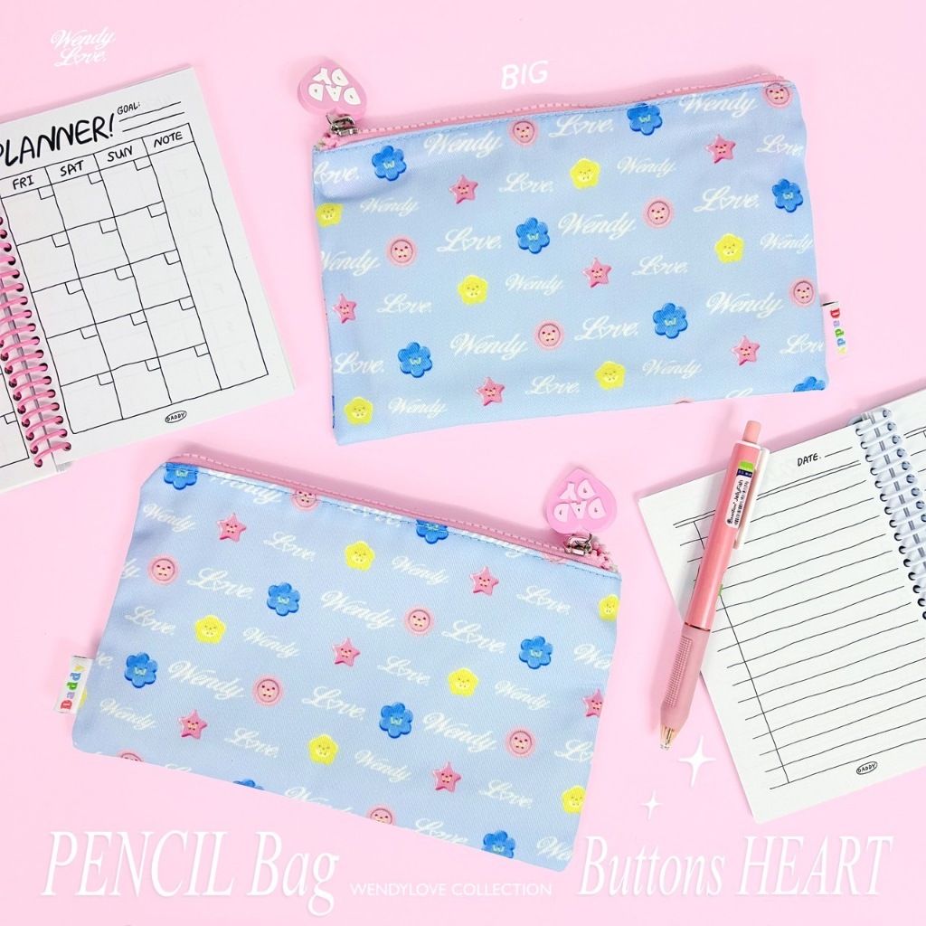 WENDYLOVE | Buttons Heart Pencil Bag ( Big ) กระเป๋าดินสอ สุดน่ารัก