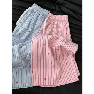 Blossom Closet💗กางเกงผู้หญิงลายทาง ทรงหัวใจ เอวสูง ทรงลำลอง หลวมๆ แมตช์ง่าย