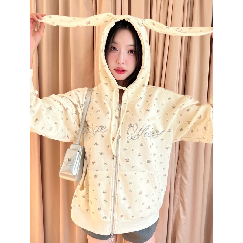 (New in pack) Cintage♡ CT2050 คาร์ดิแกนฮู้ดbunny466 🐰💕 สี Morning lilly(bunny)