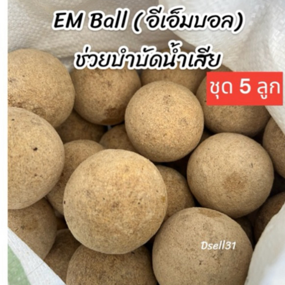 EM Ball อีเอ็มบอล  ขนาด 5ลูก หัวเชื้อ ช่วยบำบัดน้ำเสีย จุลินทรีย์ก้อน ส่งทุกวัน