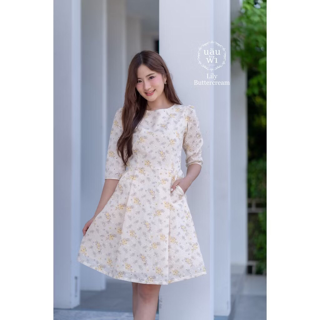 ใหม่ NALINFA Lily Buttercream ไซส์ M เดรส นลินฟ้า ส่งต่อ (เก็บโค้ดป้ายเหลืองลดอีก 20% หรือ Coins Cas
