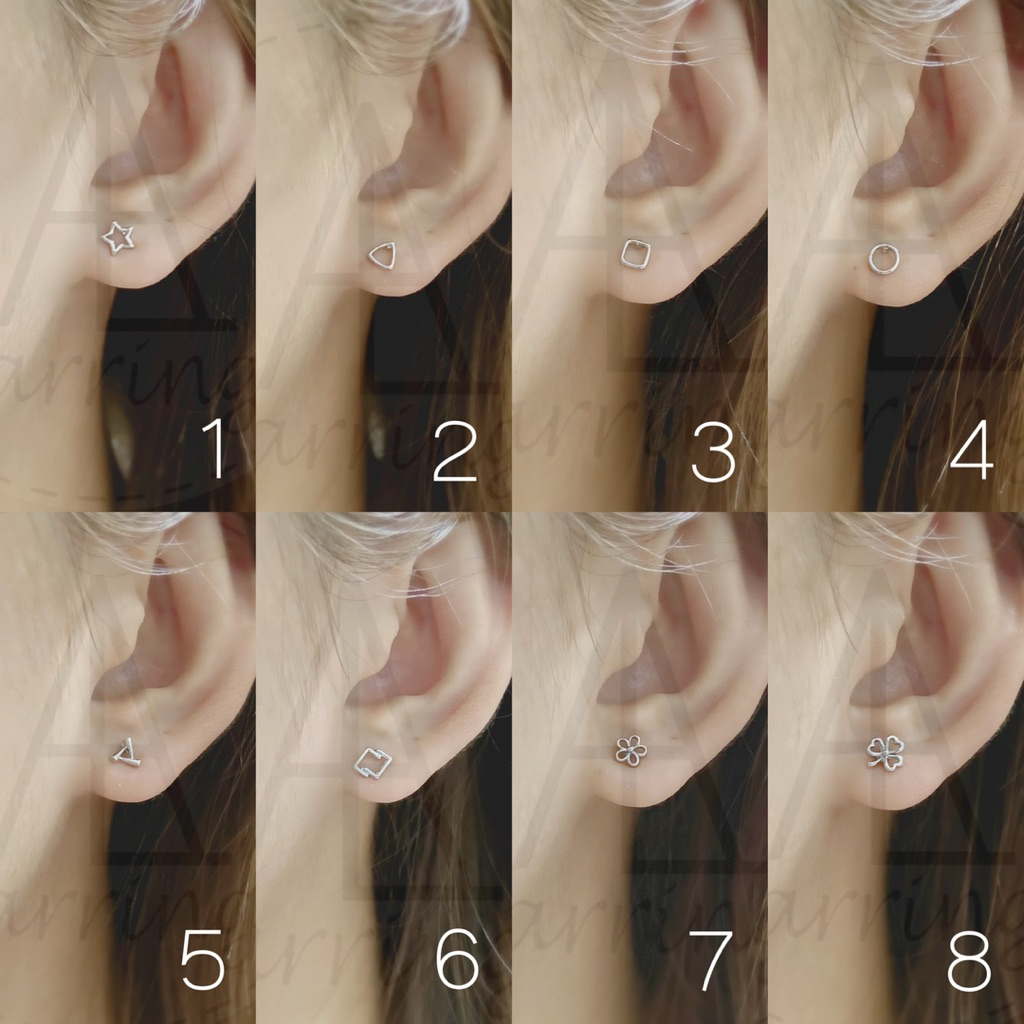 [มินิมอลสีเงิน152] ต่างหูมินิมอลแบบติดหู ราคาต่อ1คู่ พร้อมแป้น(ทับหลัง)แบบโลหะทุกคู่