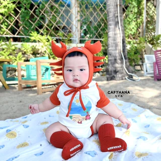 CAPHANA ชุดบอดี้สูทเด็กทารก ทารก ชุดไปทะเลเด็ก ชุดเซ็ทเด็ก (ปู)
