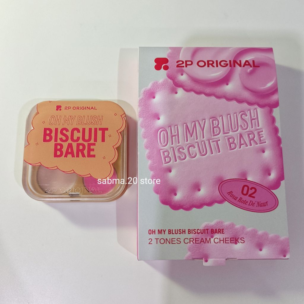 ของแท้(มือ2สภาพ90%)2P ORIGINAL OH MY BLUSH BISCUIT BARE(3.6g) สี02 Rosa Rote De' Naur บลัชบิสกิต บิส