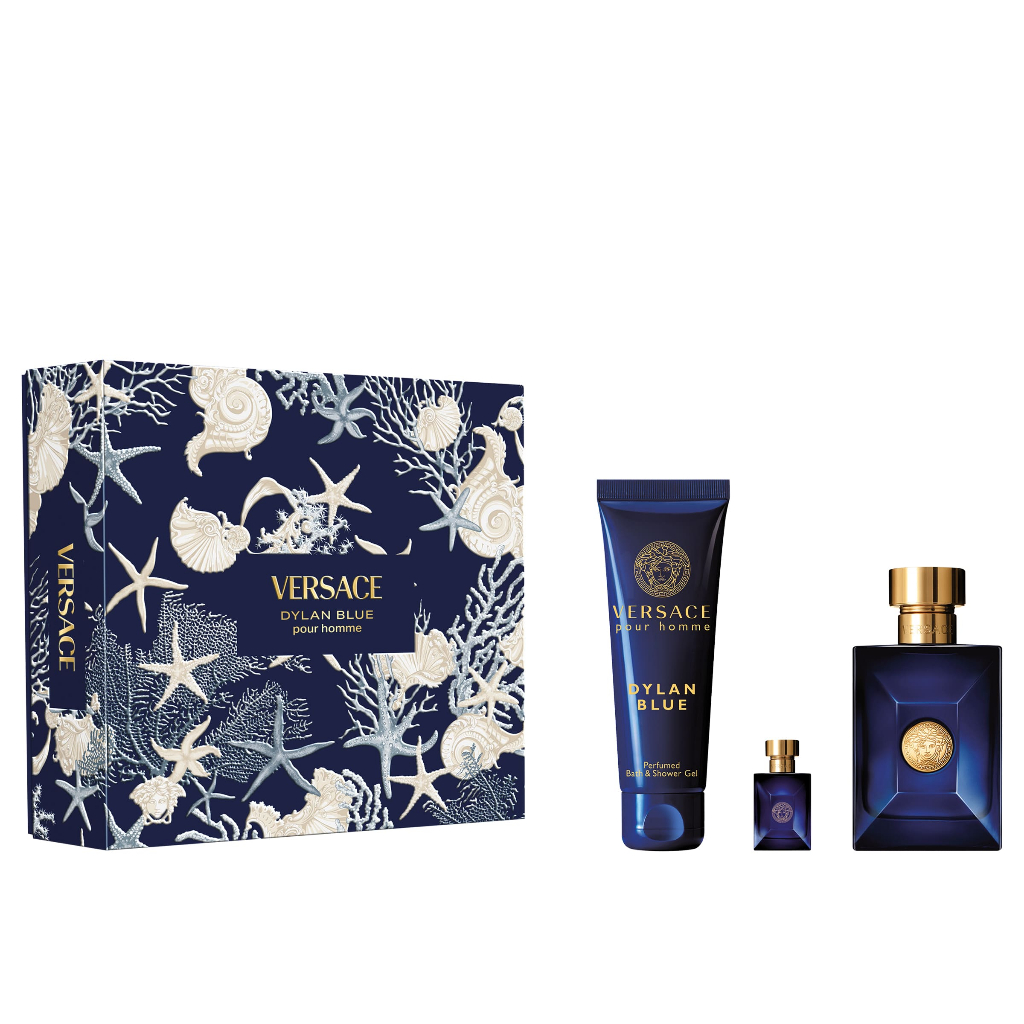 VERSACE Dylan Blue Pour Homme SPR25 EDT100ml+Shower Gel150ml+EDT5ml เวอร์ซาเช่ เซ็ตน้ำหอมผู้ชาย ราคา ถูกที่สุด โปรบีเคเค แกลเลอรีภาพที่ 2