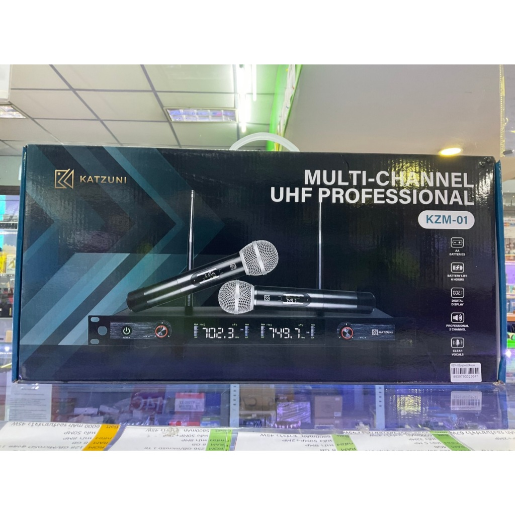 KATZUNI KZM-01 ไมค์ลอย 2 ตัว ไมค์ไร้สาย ไมค์โครโฟนไร้สาย ไมค์ลอยมือถือคู่ ไมค์คาราโอเกะ KZM 01