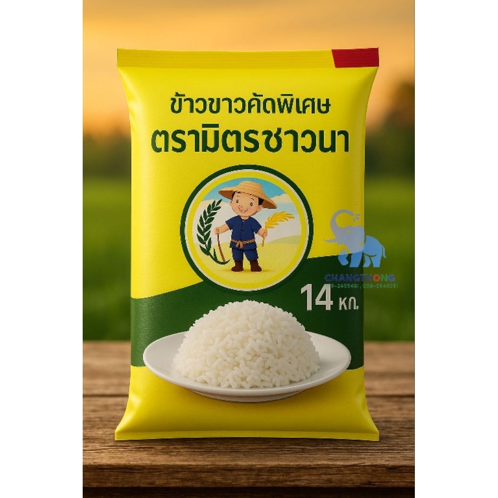ข้าวขาวคัดพิเศษ (เสาไห้)หุงขึ้นหม้อ ขนาด 14 กก.