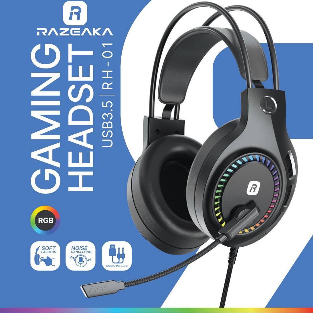 RH-01 หูฟังเกมมิ่ง RGB Gaming Headset  USB+3.5mm เสียงดี ใส่สบาย แสงไฟ RGB ไมโครโฟนเสียงชัด