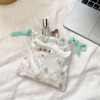 💐DIY💐 ถุงหูรูด ถุงผ้า กำมะหยี่นุ่ม ผ้าเงา กระเป๋าเครื่องสำอาง ลายการ์ตูน ผ้านุ่มนิ่ม