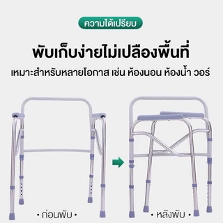 🔰 เชื่อถือได้ 🔰 เก้าอี้นั่งถ่าย เก้าอี้นั่งถ่ายผู้สูงอายุ กระโถนผู้ใหญ่ แผ่นกันลื่น ปรับความสูงได้ วัสดุสแตนเ