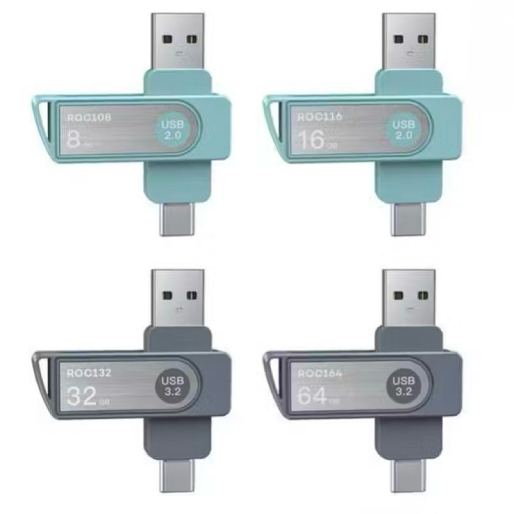พร้อมส่ง🚗💖🥰ROBOTแฟลชไดร์ฟ2หัว คอมและมือถือ 2in1 USB+TypeC FlashDrive2in1 เชื่อมต่อไว