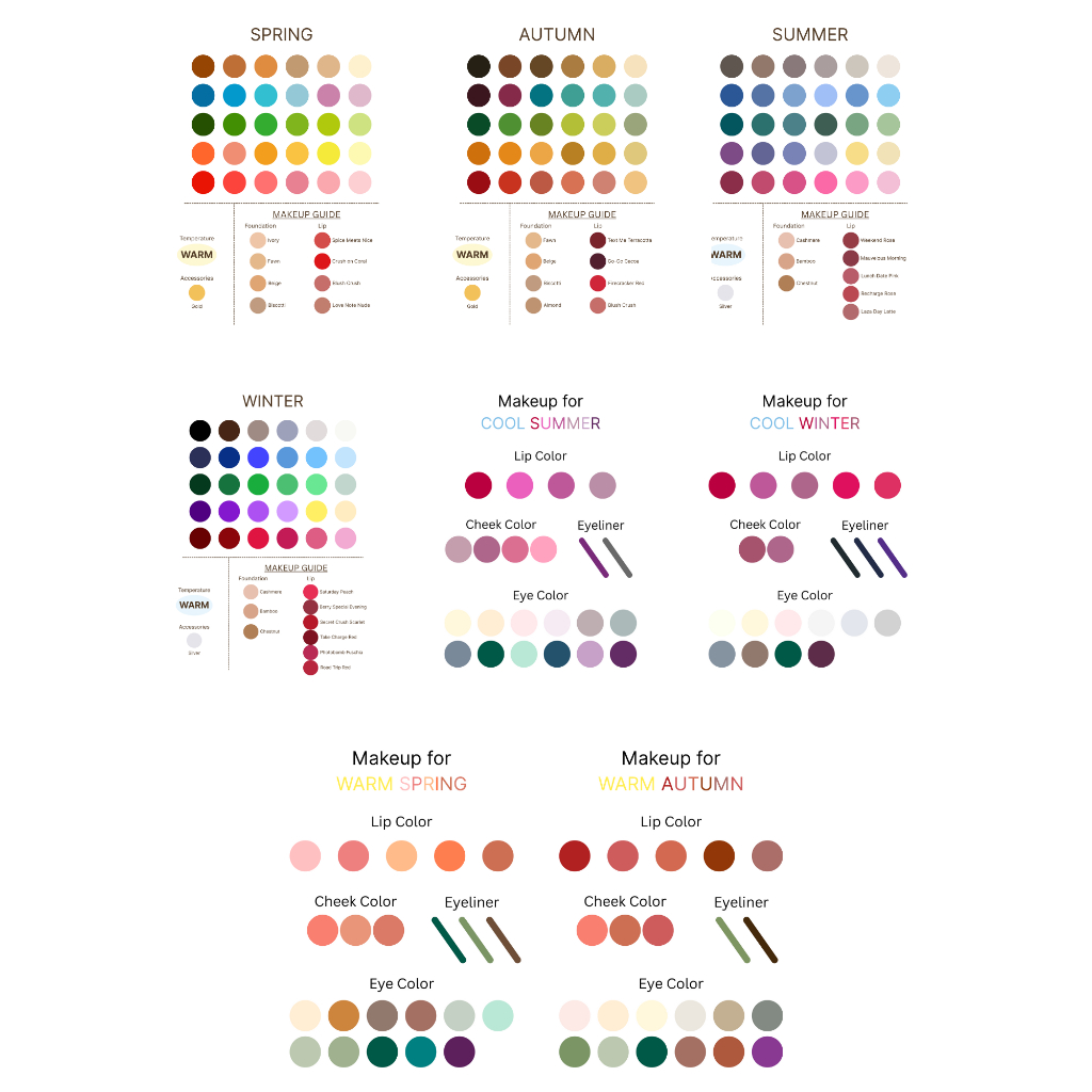 Personal Color Makeup 4 Season ได้แก่ Spring , Autumn , Summer , Winter