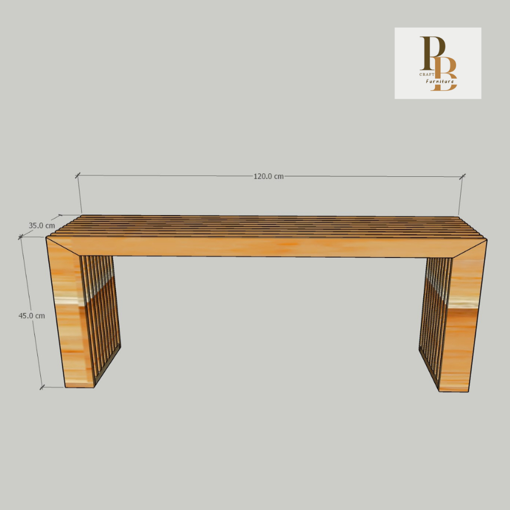 ม้านั่ง เก้าอี้นั่งซี่ แบบโมเดิร์น ไม้สักแท้ ขนาด 35 x 120 ซม. Teakwood modern bench ราคา ถูกที่สุด ดีลบีเคเค แกลเลอรีภาพที่ 3