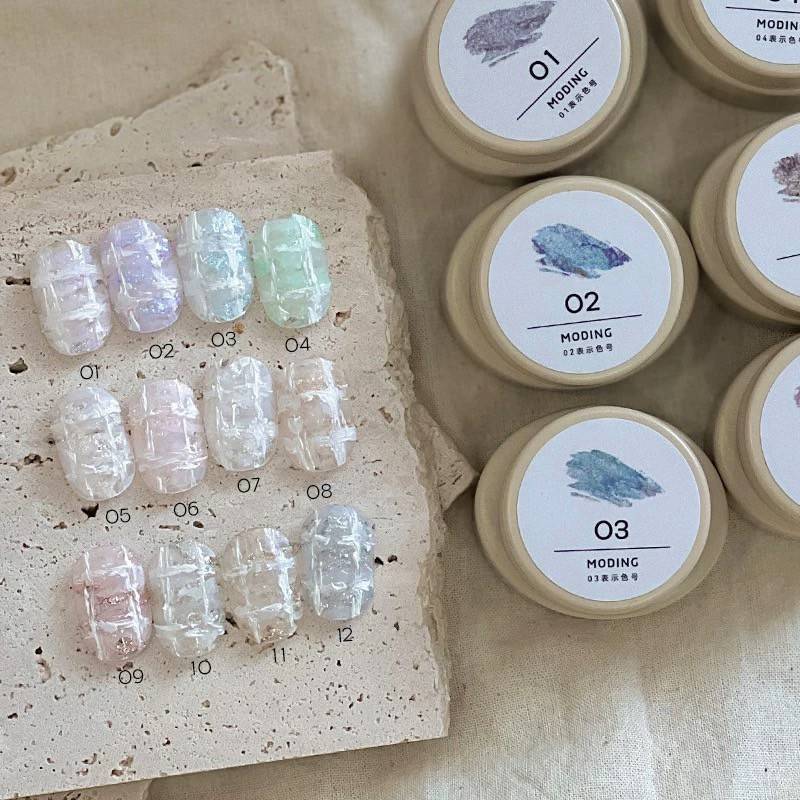 เซตสีเพ้นท์เล็บเจล MODING🇨🇳 Fairy 3D gel 12 สีแบบกระปุก เพ้นท์ลายนูน พร้อมชาร์ตสีเปล่า