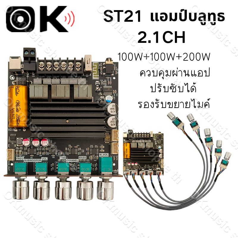 ZK-ST21 แท้ TPA3221 100W*2+200W DC 12-30v รองรับ ปรีไมค์ zk amp แอมป์จิ๋วขับซับ zk3002 zk1602