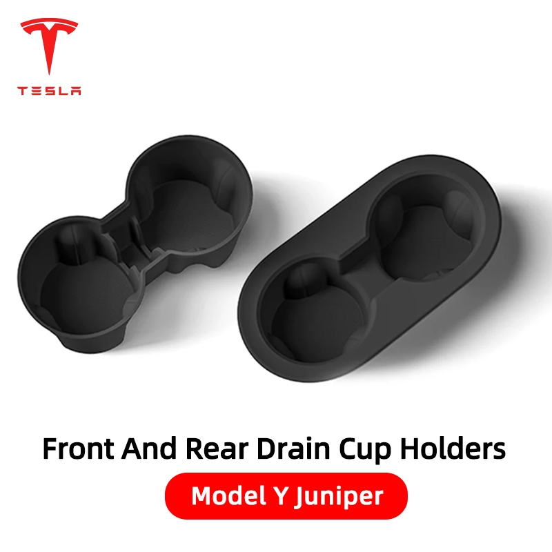 🚚จัดส่งจากไทย🚚แผ่นกันลื่นซิลิโคนช่องวางแก้ว สำหรับ Tesla New Y Juniper 2025 ที่วางแก้วคอนโซลกลาง อุปกรณ์เสริมในรถยนต์